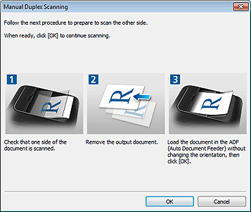 figure: Manual Duplex Scanning dialog box (Short edge)